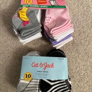 12-25M Cat & Jack Toddler Ankle Socks 10-Pack - Pink, Purple, Black, Gray, White